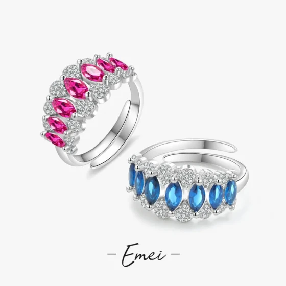 Jewelry and accessories: Gold-plated imitation blue spinel and ruby open band ring for women, vintage style, diamond-studded ring
