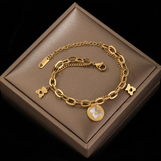 Titanium steel non-fading hip-hop bear bracelet for women in summer ins Niche design, simple and unique, minimalist style women's jewelry