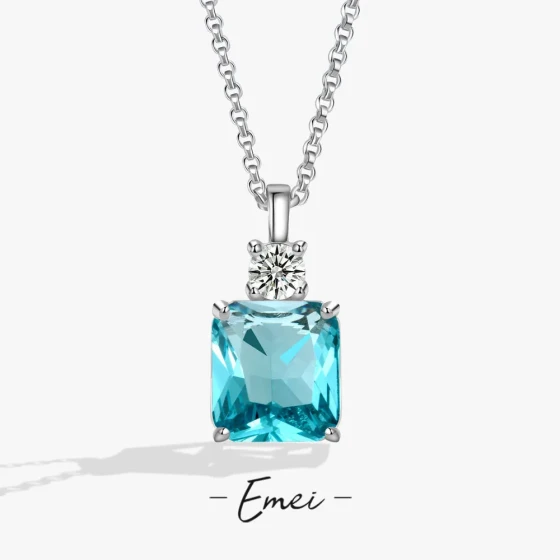 Colorful gemstone European and American style pendant with simulated yellow diamond, vintage women's necklace, simple and elegant women's necklace