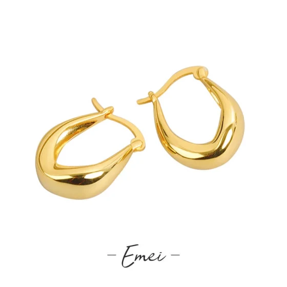 Korean Style ins Minimalist niche style U Unique design earrings for women, simple and elegant, round circle thick metal stud earrings