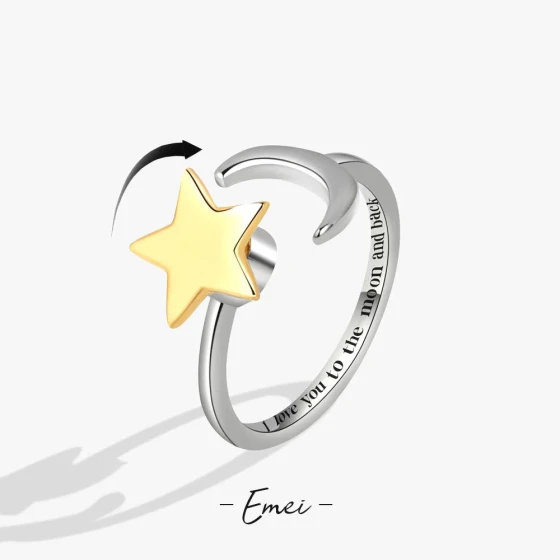 Best-selling adjustable rotating star anti-anxiety open ring European and American Creative Versatile Stress-Relief Ring