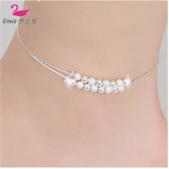 Korean-style creative accessories Double-layer pearl anklet for women Matte-finish cute and fashionable Buddhist bead foot jewelry, looking for agents