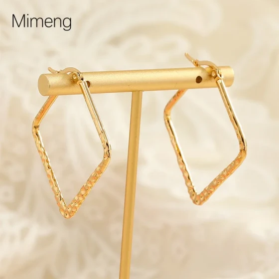 gold Stone Pattern Square Earrings Korean Style Jewelry Korean Internet Celebrity Ear Accessories
