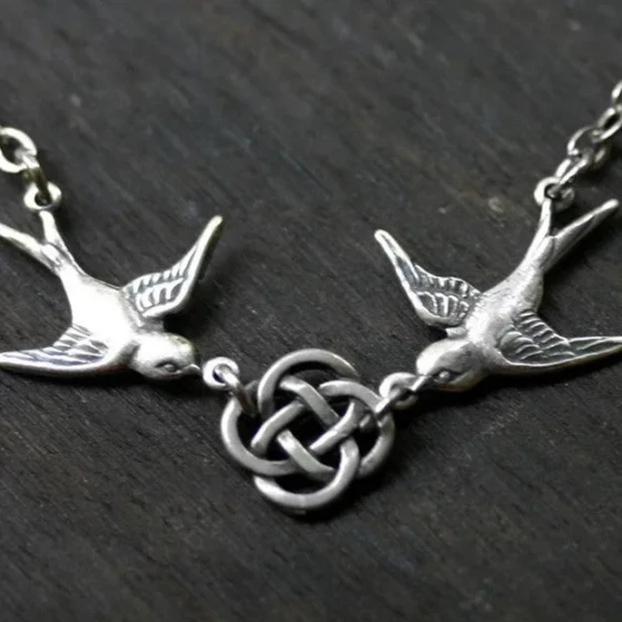 Foreign Trade Celtic Irish Knot and Swallow Necklace