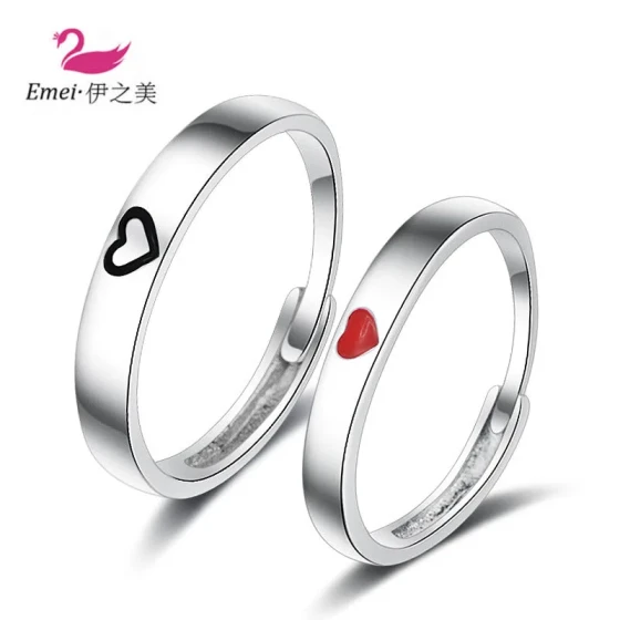 Couple Ring Men's and women's red heart-shaped rings, adjustable, Korean-style fashion intertwined love rings