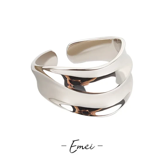 European and American smooth minimalist irregular trendy influencer ring, Japanese and Korean style INS Adjustable personality and temperament ring for the index finger