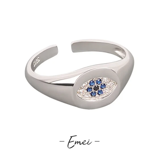 Minimalist Devil's Eye Ring for Women Open blue eye fashion ring jewelry