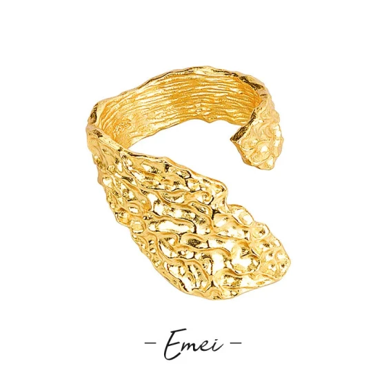 The beauty of Yi Dongdaemun, South Korea ins Irregularly Pleated Texture Ring for Women, Gold-Plated Copper Open Ring