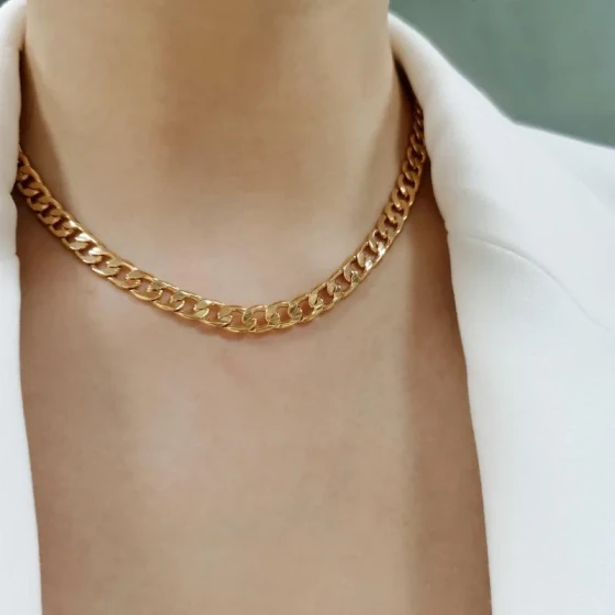 New minimalist titanium steel thick chain hip-hop disco Cuban necklace for women, trendy couple's accessory, versatile and simple chain
