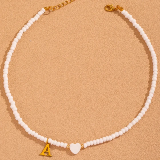 European and American minimalist luxury26English letter white bead necklace for women, popular creative jewelry accessory