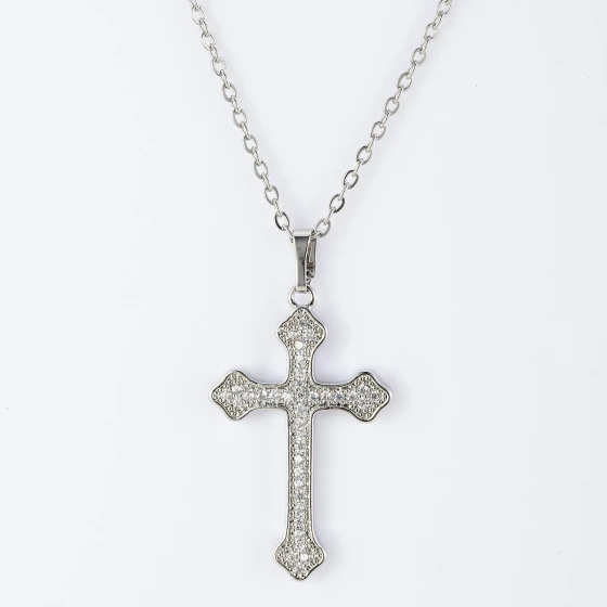 New Fashionable Light Luxury Cross Zircon Pendant Necklace for Women, Simple and Sophisticated Clavicle Chain