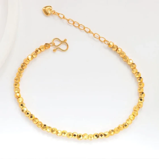 The same style as the gold shop's ultra-shiny gold-plated silver bracelet for women, offering a light luxury and high-end feel, simple and suitable for layering, a jewelry gift for a girlfrie