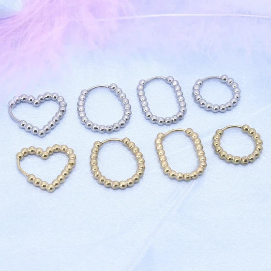 Stainless steel simple design unisex round ball hoop earrings jewelry