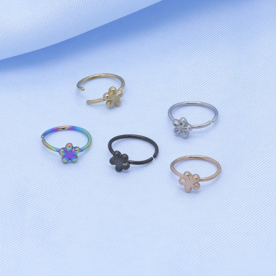 New products are coming Versatile multi-color stainless steel flower nose ring with round head and open nose stud nose accessory Special-interest design