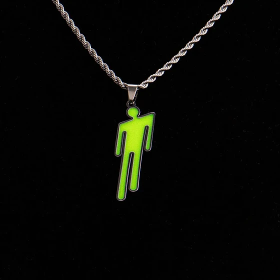 New European and American hip-hop light-luxury double-sided luminous figure necklace, personalized and versatile street fashion accessory