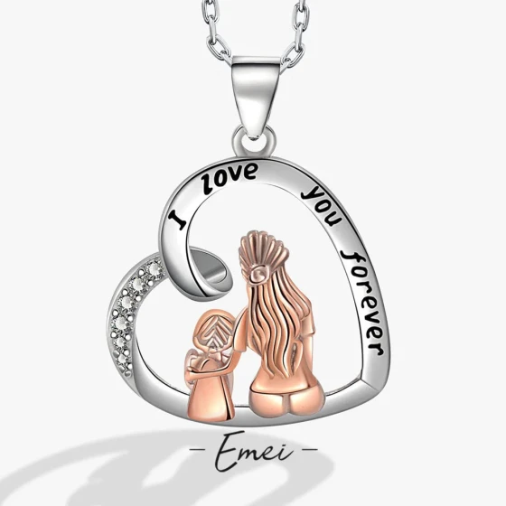 Similar hot-selling items MAMA Mother's Day gift necklace Two-tone electroplated mother-and-child figure pendant