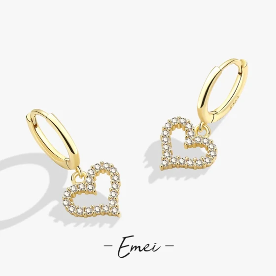 Foreign Trade European and American Light Luxury Earrings INS Heart-shaped diamond-encrusted earrings with an elegant and sophisticated feel, women's accessories