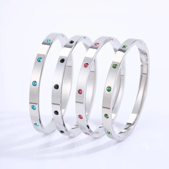 Kajia Fashion Couple's Ten-Diamond Titanium Steel Bracelet, Non-Fading, Fashionable Starry Design, High-End Stainless Steel Bracelet for Women
