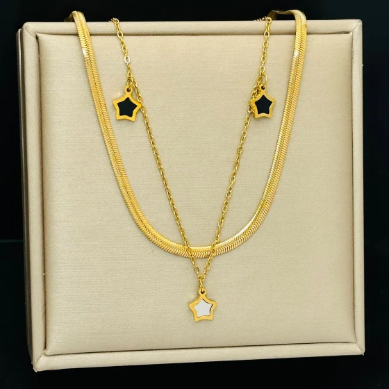 New star-shaped shell14k gold Women's necklace with a light luxury feel ins Unique design, non-fading, simple Korean-style collarbone necklace