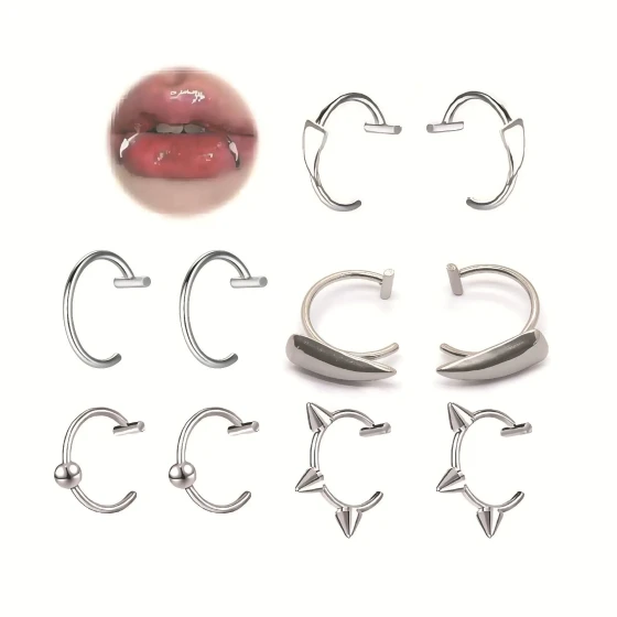 Stainless Steel No-Drill Lip Clip Piercing Jewelry Set Hot girl style street-style lip accessories, small quantity