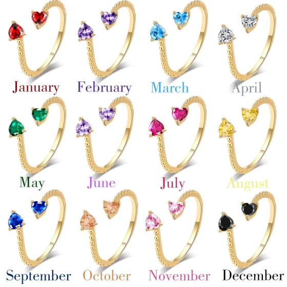 Micro-inlaid zircon heart ring for women, new heart-shaped design, open adjustable index finger ring, gold-plated jewelry
