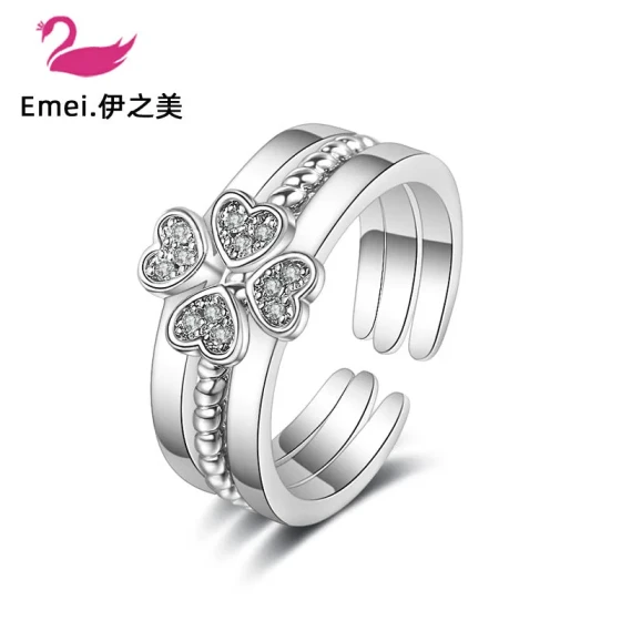 Four-leaf clover ring Pure silver, trendy, detachable, simple design ins Trendy three-in-one sister and best friend couple rings as a gift for a girlfriend