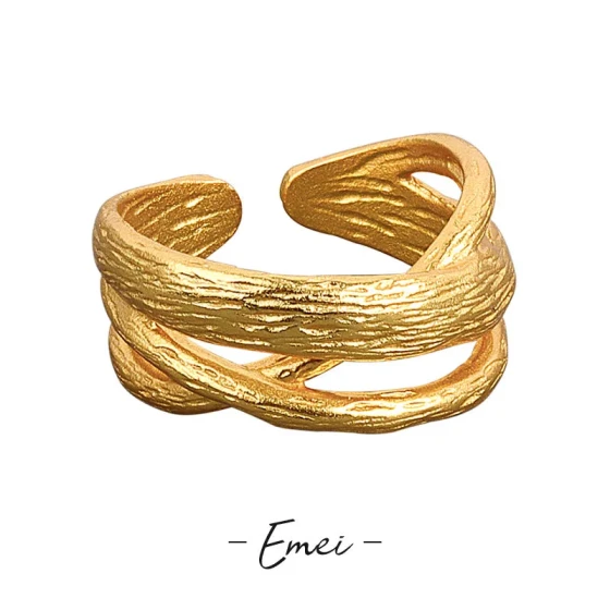 European and American minimalist metal line twisted bracelet Unique minimalist design stackable open ring ins Tide