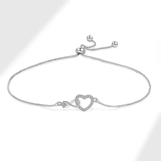 New Eternal Love Diamond-Encrusted Heart-Shaped Circular Pull-Pull Bracelet8Heart-shaped fashion versatile bracelet for women