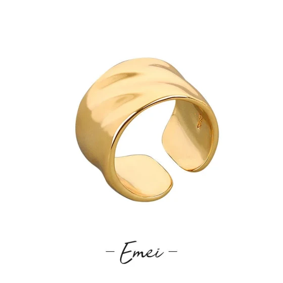 ins New gold-plated irregular wide open ring for women, simple and trendy