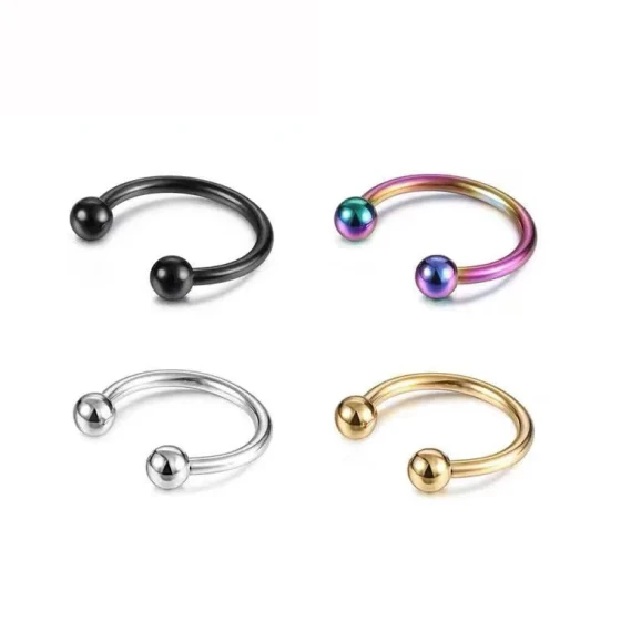 Stainless steel basic model U Round ball nose ring Nose stud Piercing jewelry