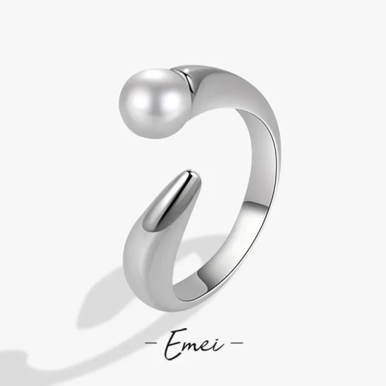 Korean Dongdaemun Cross Pearl Ring for Women, Simple, Gentle, Elegant, Sweet, Stylish, and Unique Open Ring