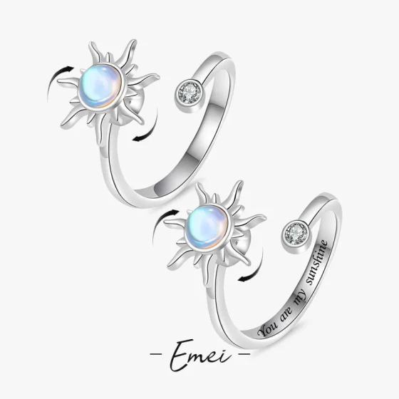 Best-selling sunflower moonstone ring for women, simple and versatile, creative, adjustable, light luxury ring for women