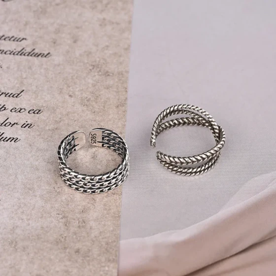 New X Simple and healing circular design OL Minimalist ring, a standard accessory for trendy women, elegant open-ended Thai silver ring