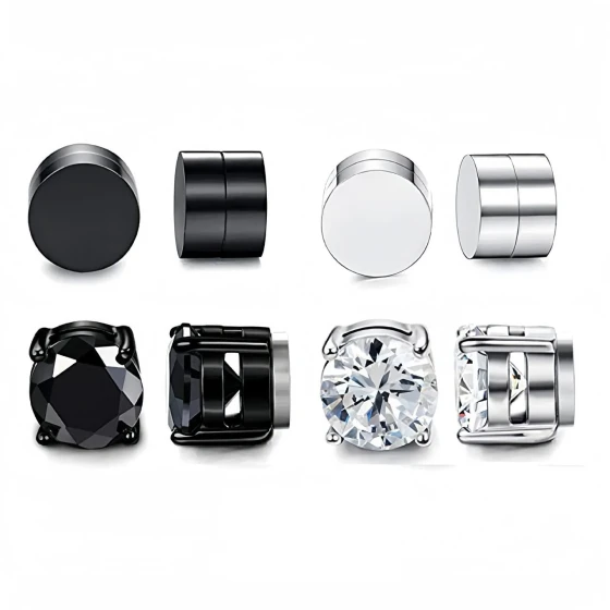 Preferred set of non-pierced ear accessories for couples, stainless steel magnetic earrings