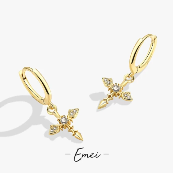 Minimalist Cross Earrings for Women, Light Luxury Style, Diamond-Embellished Hoop Earrings, Ear Clips, Ear Accessories