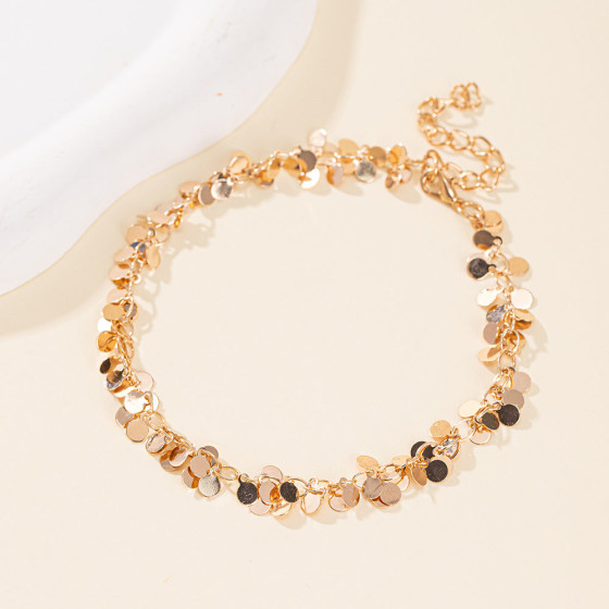 European and American minimalist heart-shaped sequin tassel anklet, light luxury, high-end fashion, unique and stylish foot accessory that does not fade