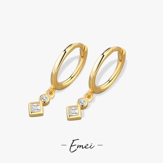 Korean-style hot-selling simple and versatile diamond-shaped earrings for women with a vintage design, trendy and fashionable, inlaid with zirconia