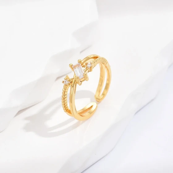 New European and American trendy personalized open-ended ring with an irregular design, high-end fashion, light luxury zircon ring