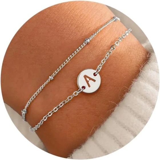 Simple and Luxurious Stainless Steel Double-Layer Creative Letter Bracelet for Women, Versatile and Personalized Titanium Steel Jewelry