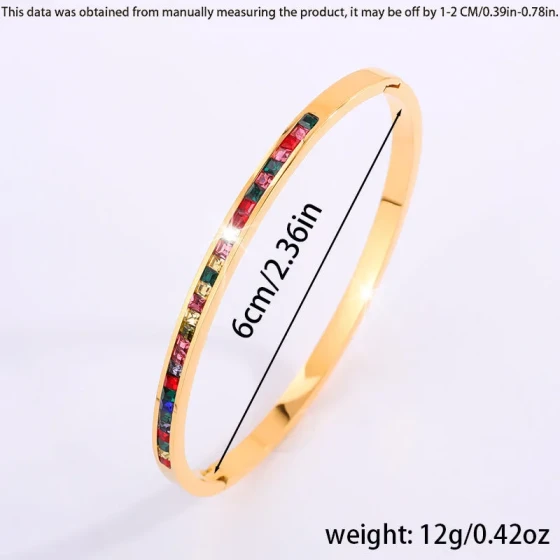 Titanium steel bracelet Colorful single-row diamond bracelet for women with a high-end feel Exquisite, personalized, light luxury, non-fading friendship bracelet