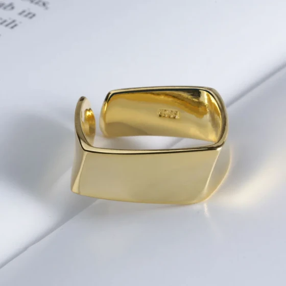 New Korean-style simple geometric square fashion cool ING Adjustable Open Ring