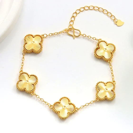 Best-selling laser four-leaf clover bracelet, light luxury and simple, double-sided laser five-flower versatile bracelet