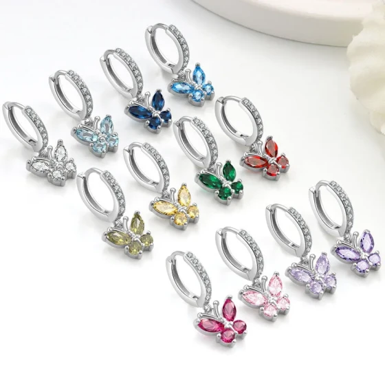 Best-selling silver-plated butterfly pendant earrings, exquisite, elegant, versatile, and fashionable women's accessories