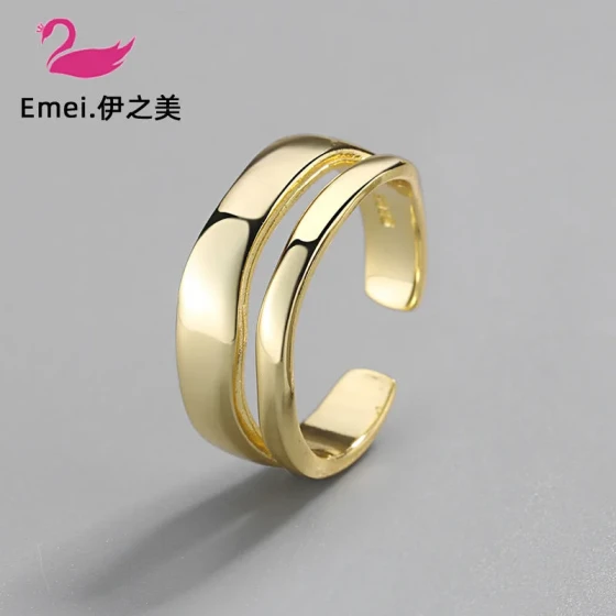 Jewelry ring INS Irregular Line Double Layer Open Ring for Women, Personalized Finger Ring