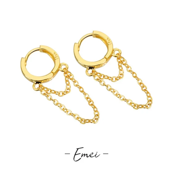 Popular foreign trade double-layer chain earrings for women, simple, fashionable, retro, hip-hop, tassel, unique, stylish, party earrings