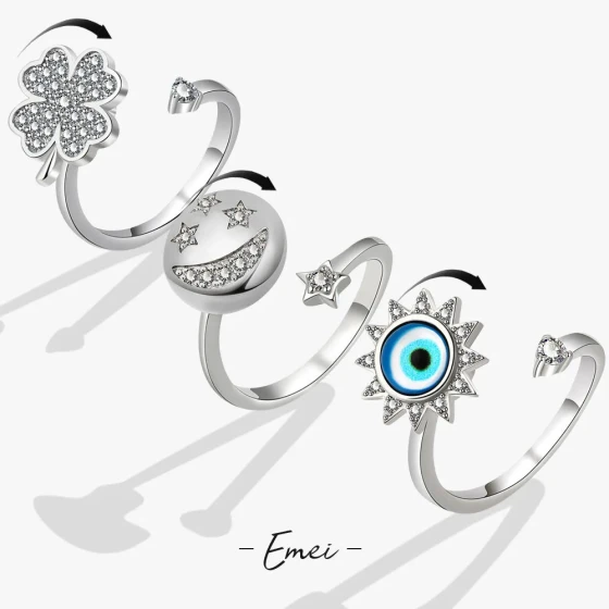 Rotatable four-leaf clover adjustable index finger ring, fashionable and unique ins Elegant and Luxurious Niche Star Ring for Women