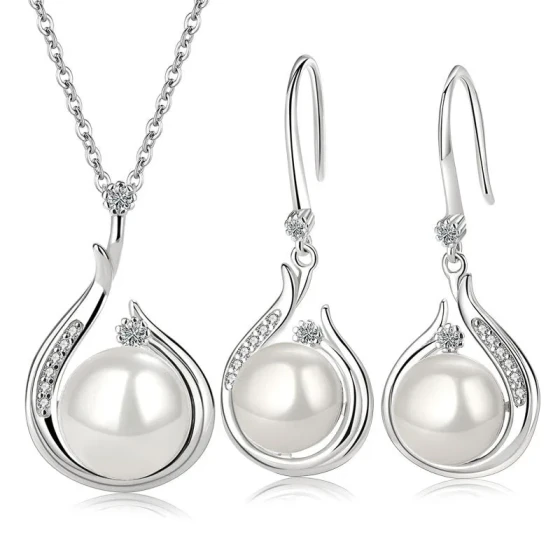 Popular live-streaming item: women's unique pearl necklace, trendy pearl earrings, fashionable collarbone chain, faux pearl pendant set