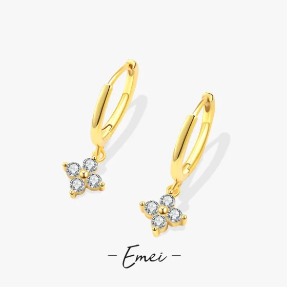 Elegant Forest-Style Four-Leaf Flower Sweet Earrings for Women ins Korean-style simple and elegant internet celebrity accessories are hot sellers
