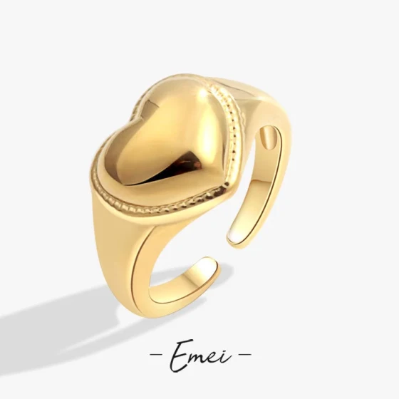 European and American style simple and fashionable heart-shaped ring for women, new trendy niche personalized open ring accessory in stock