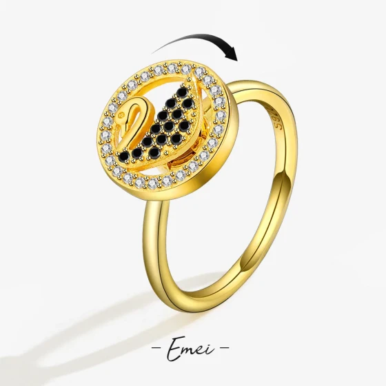 New Product Rotatable swan ring Anxiety-relief personalized creative women's ring